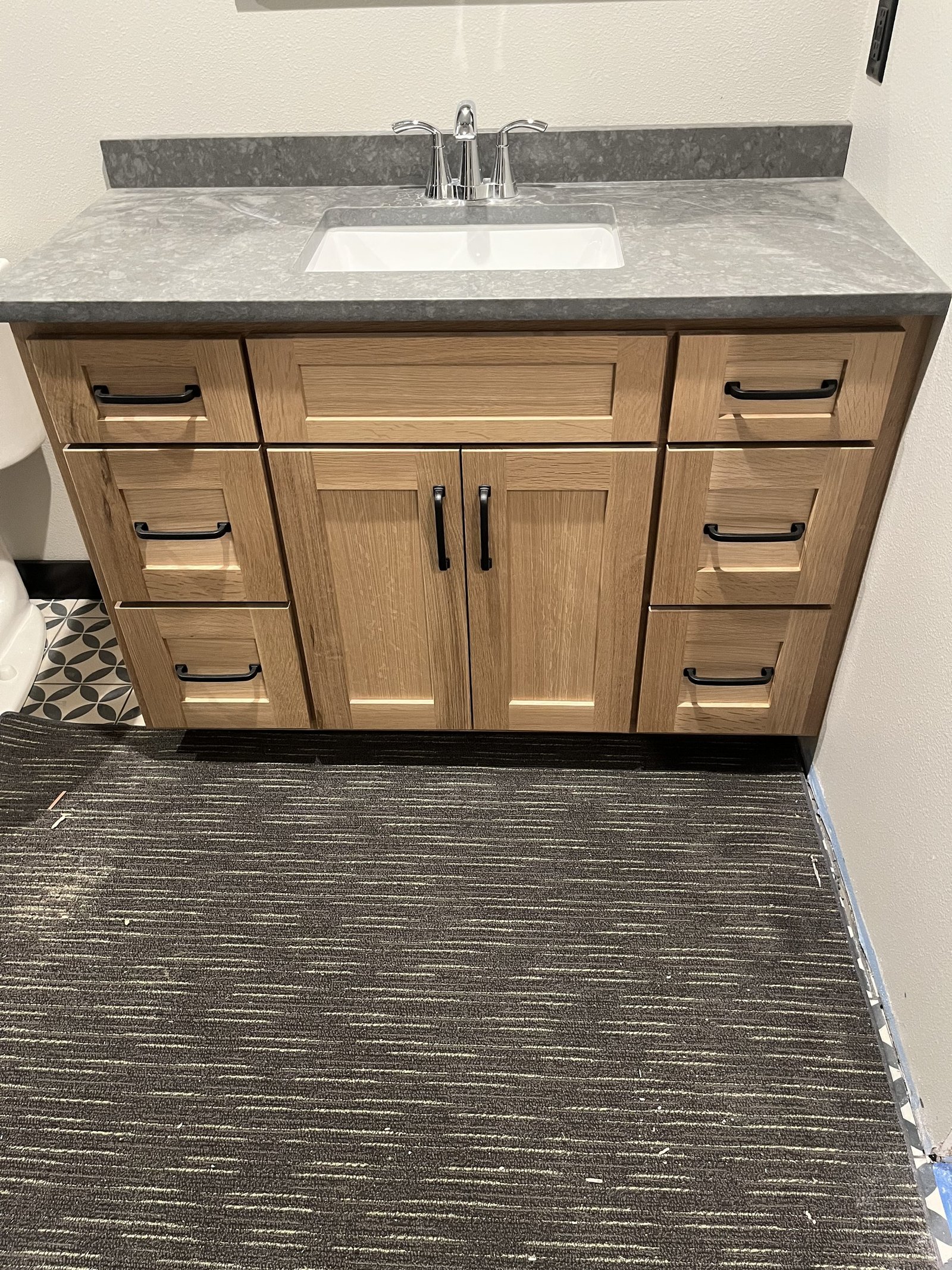 Natural oak bathroom vanity