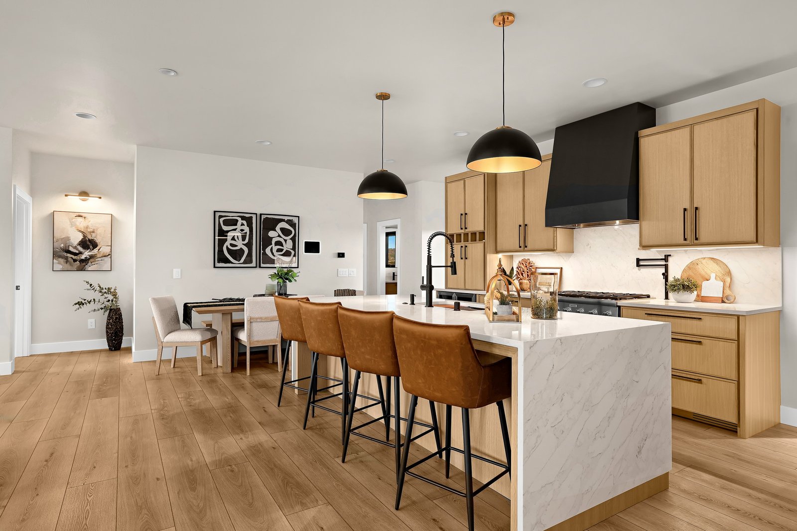 Natural oak kitchen with oversized island